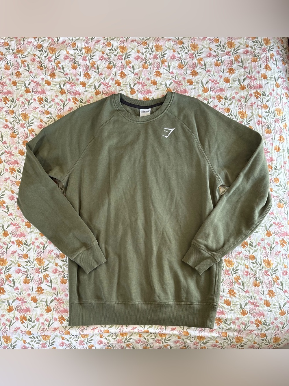 Gymshark Green Long Sleeve Crewneck Sweatshirt Size Large Mens Gym Workout